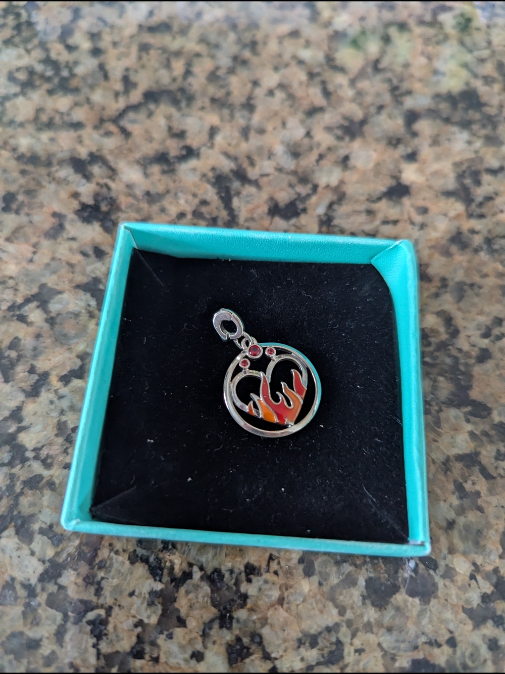 Pandora Sterling Silver Flame Pendant Charm in Orange and Red